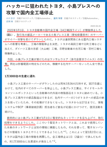 小島プレス　サイバー攻撃記事